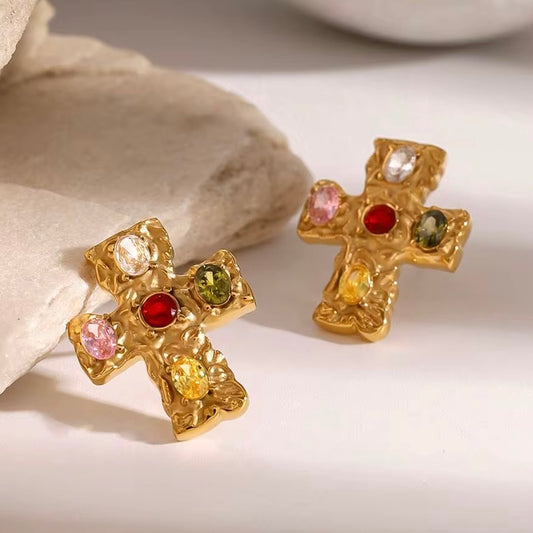 Vintage Cross Studs