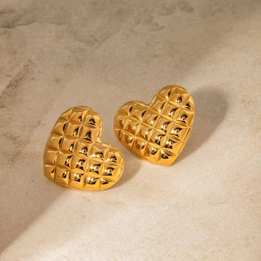 Checkered Heart Studs