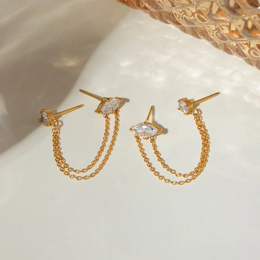 Zirconia Chain Earrings