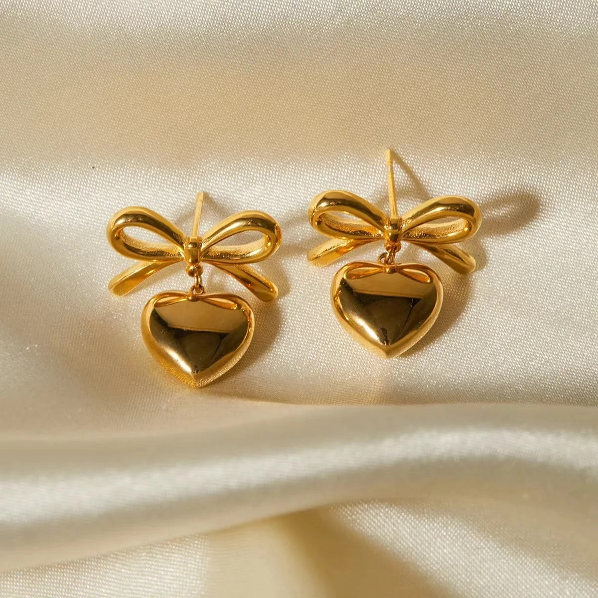 Bow Heart Earrings