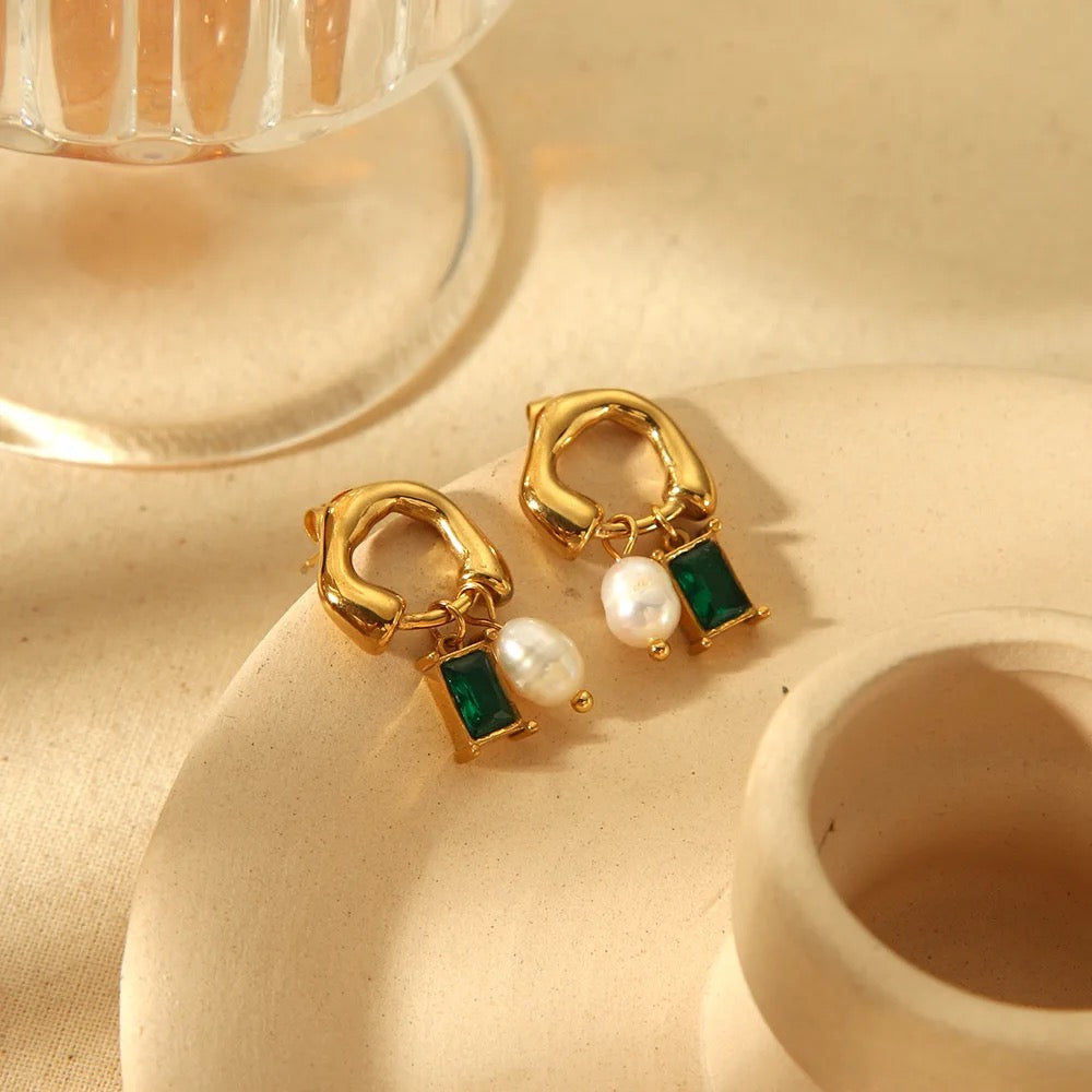 Emerald Pearl Earrings