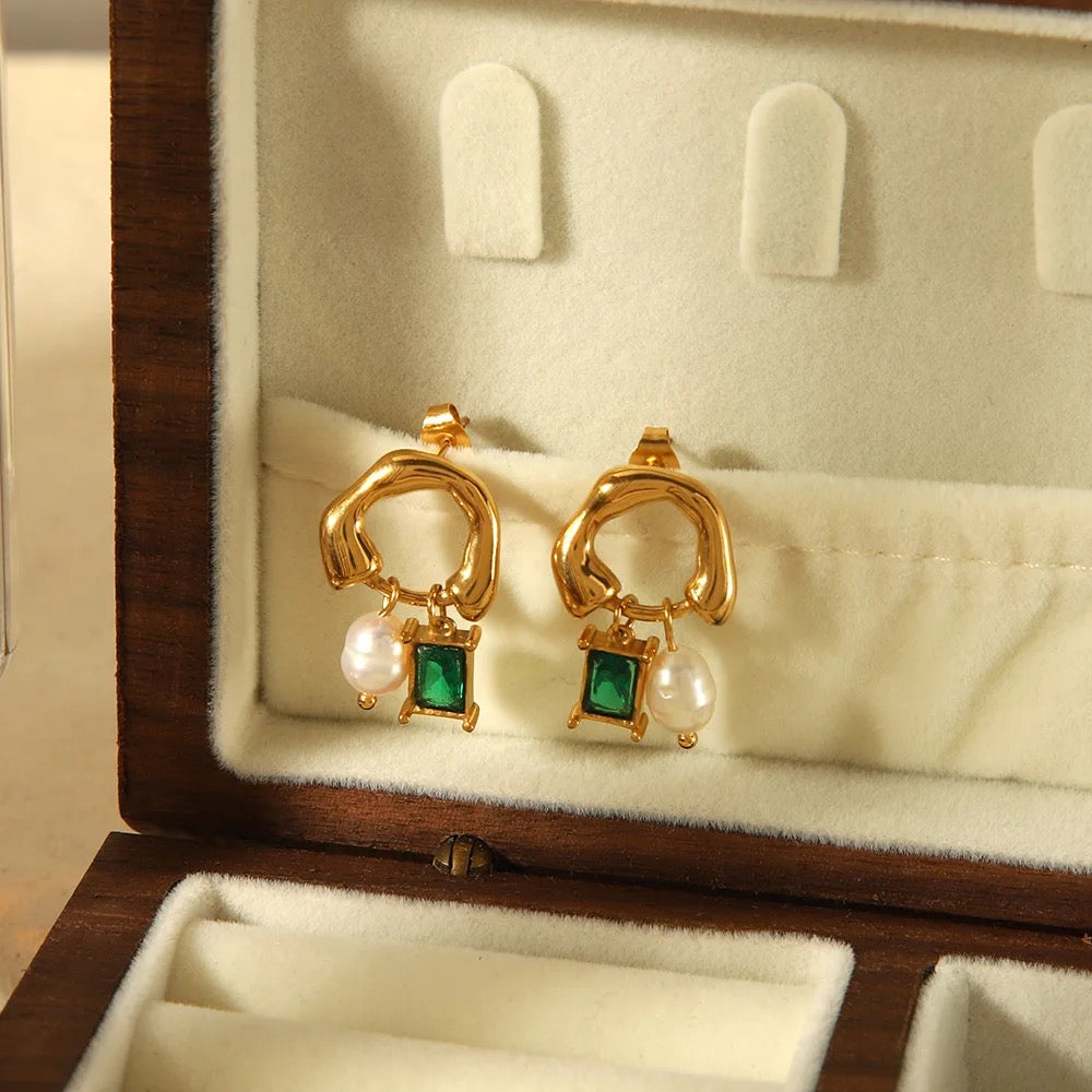 Emerald Pearl Earrings