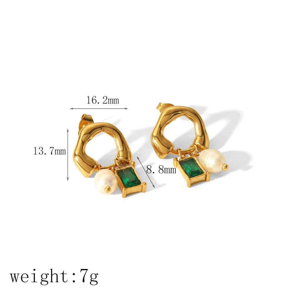 Emerald Pearl Earrings