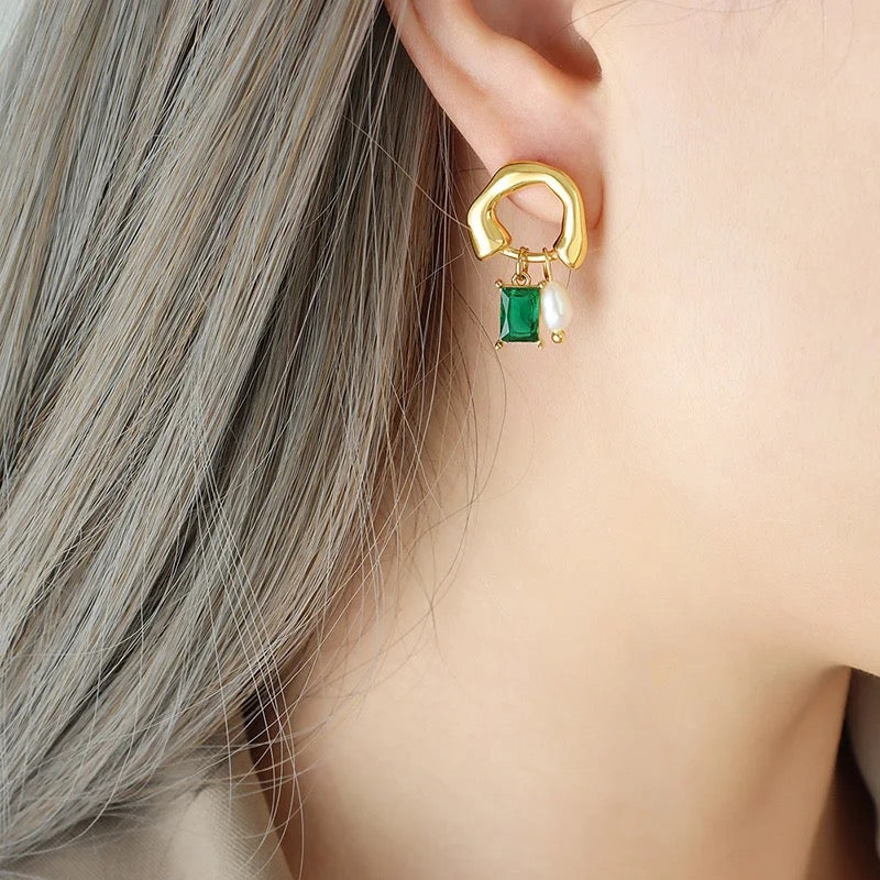 Emerald Pearl Earrings