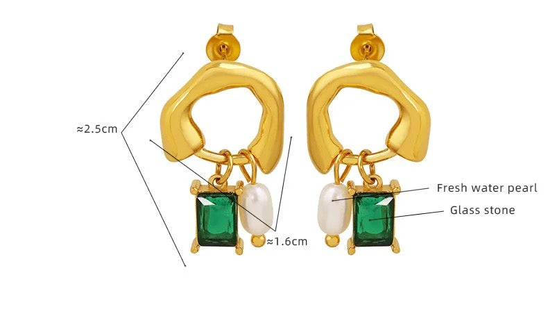 Emerald Pearl Earrings