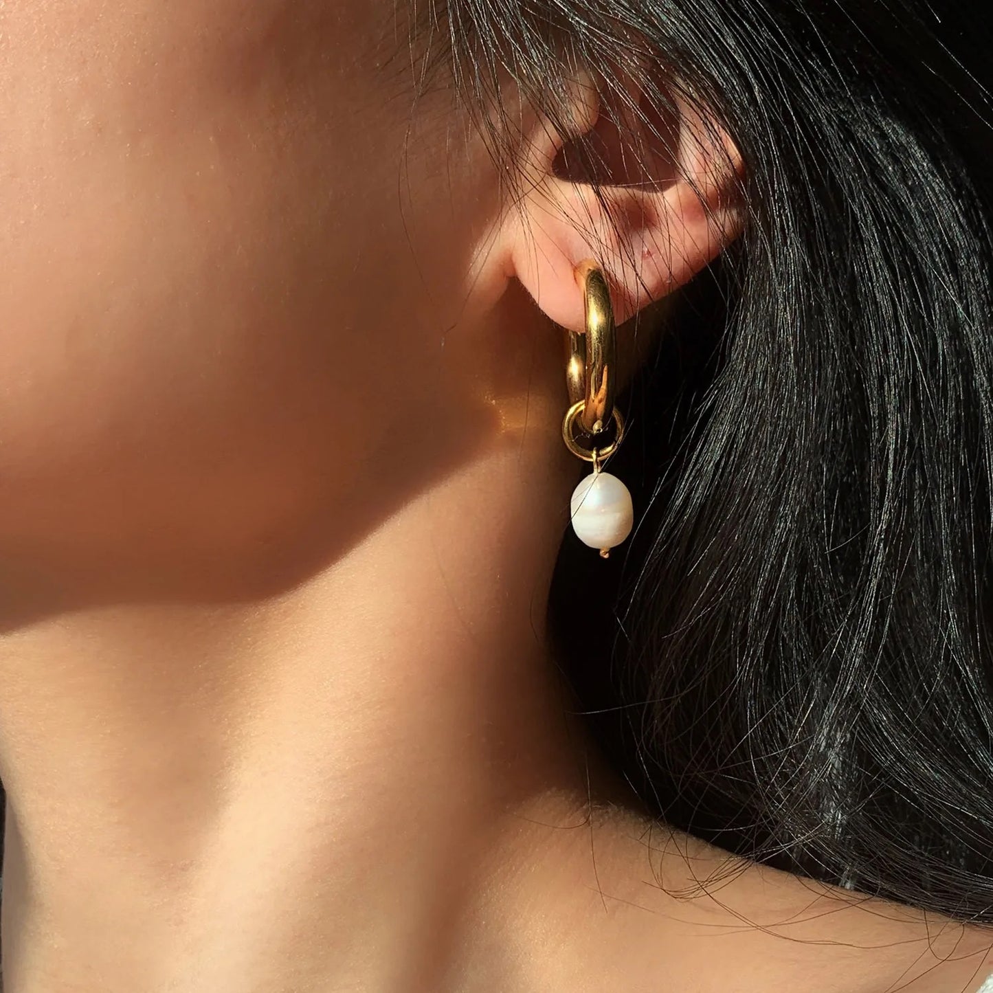 Pearl Drop Hoops