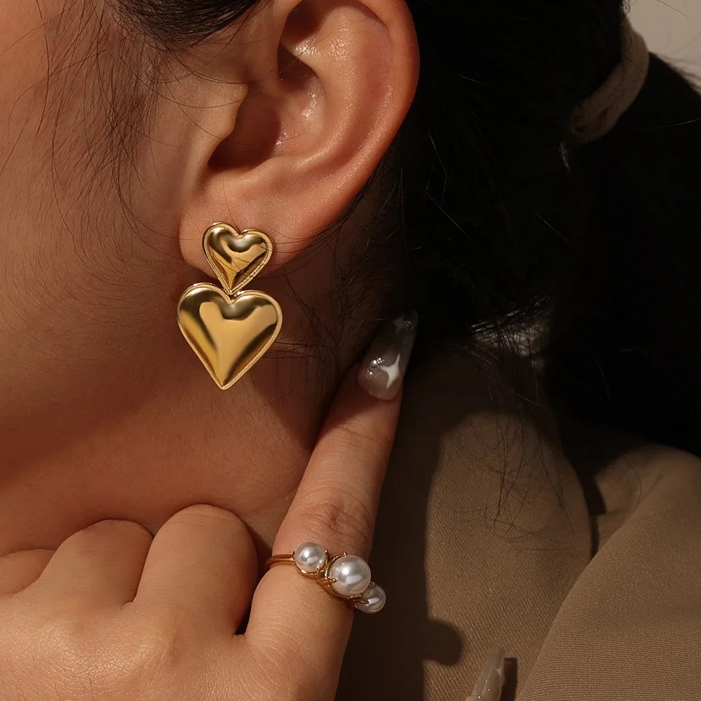 Double Heart Earrings