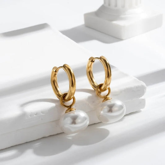 Basic Pearl Hoops