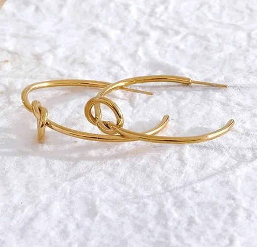 Knot Small Hoops in Brass with Gold finish